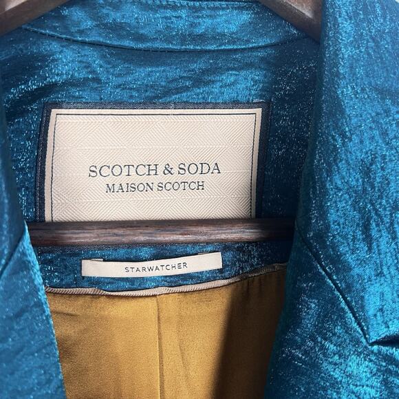 Scotch & Soda Teal Satin Blazer Maison Scotch Single Button S - Picture 6 of 11